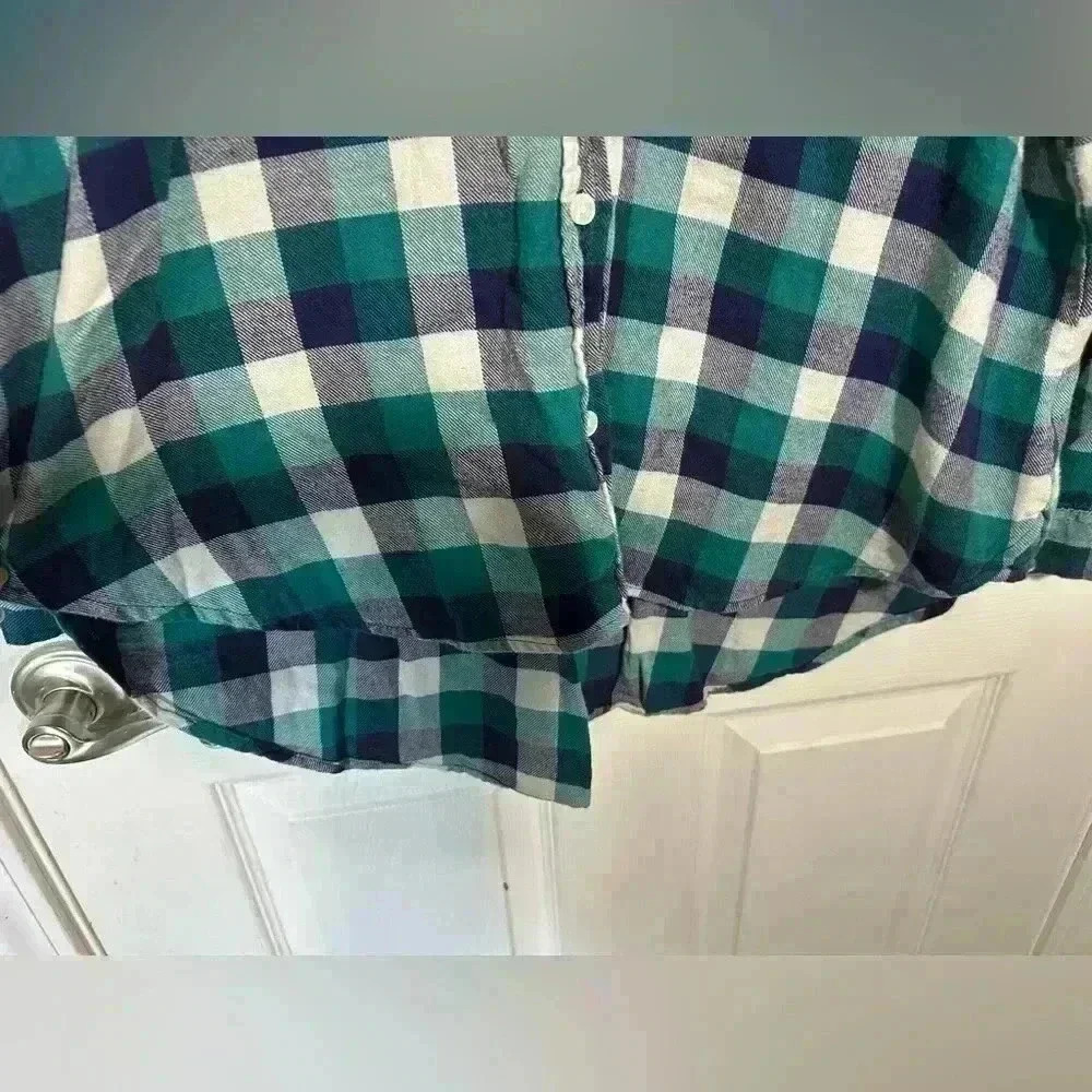 Wrangler Wrancher Shirt Teal/Navy/Cream Plaid Flannel Button Down Shirt. Size XL - Picture 2 of 12